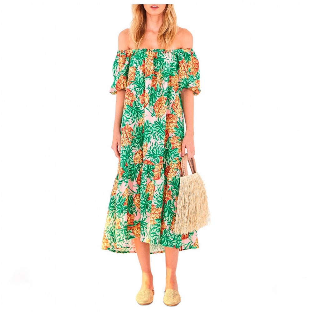 FarmRio Linen pineapple dress